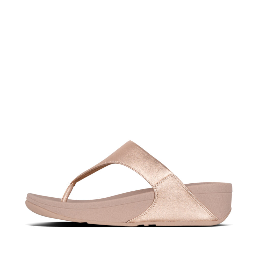 FitFlop Lulu Leather Toe-Post Sandals Microwobbleboard Rose Gold 4