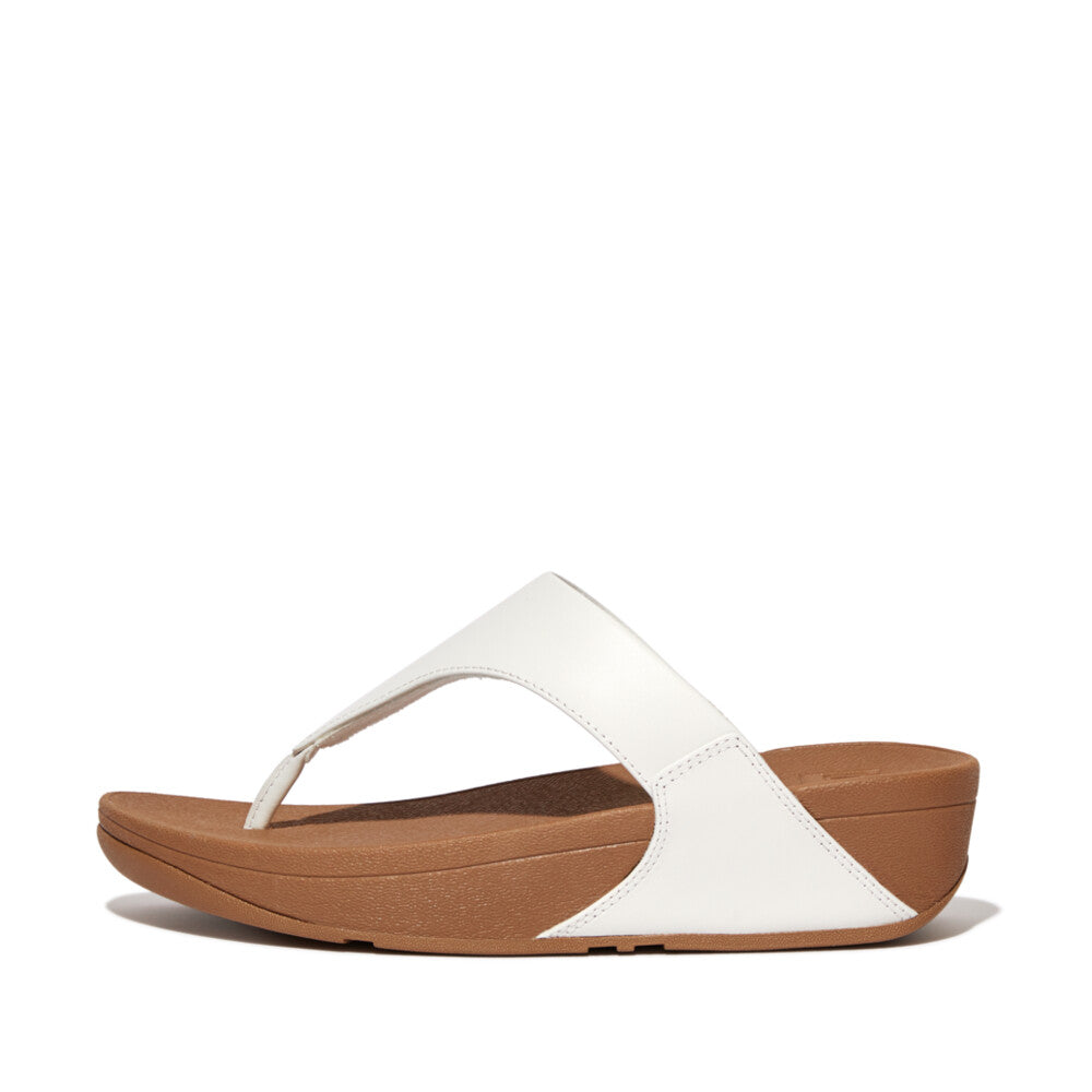 FitFlop Lulu Leather Toe-Post Sandals Microwobbleboard White 3
