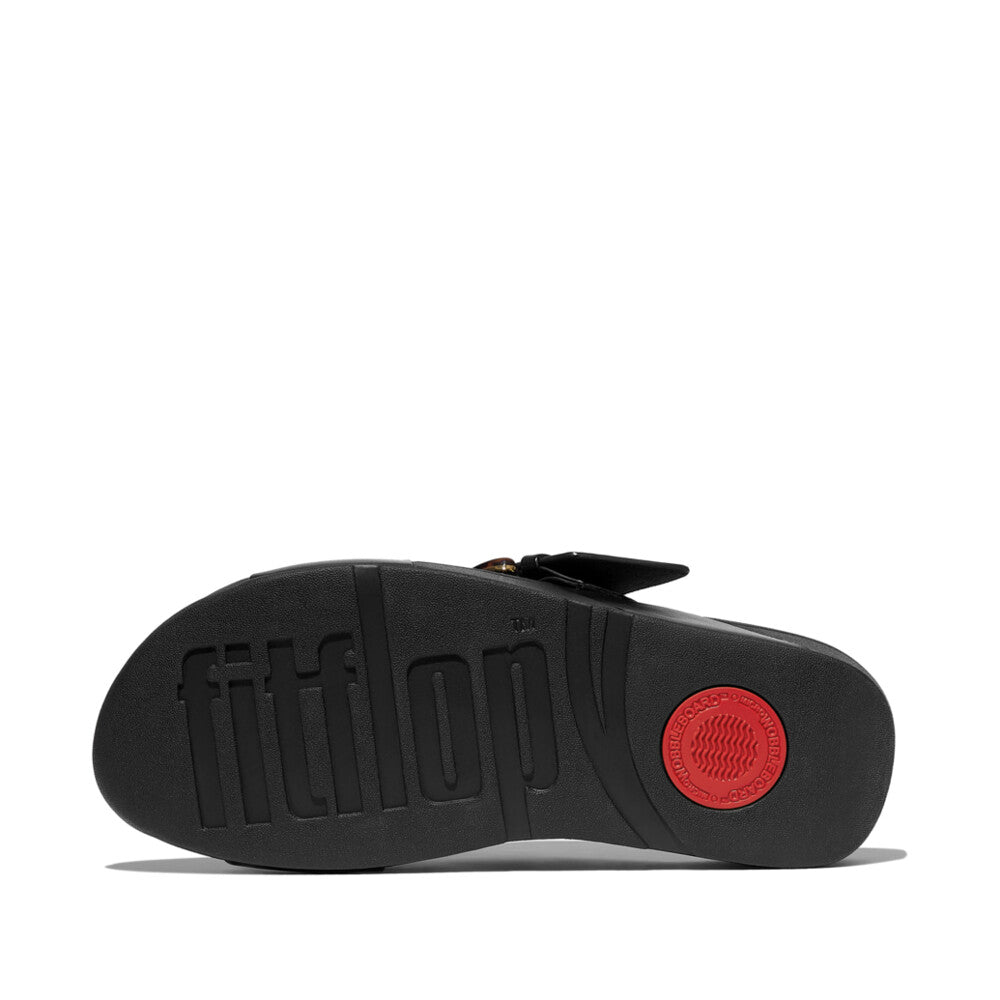 FitFlop FitFlop Lulu Resin-Buckle Leather Cross Slides Slide