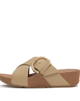 FitFlop FitFlop Lulu Resin-Buckle Leather Cross Slides Slide Cappuccino UK 3