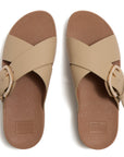 FitFlop FitFlop Lulu Resin-Buckle Leather Cross Slides Slide