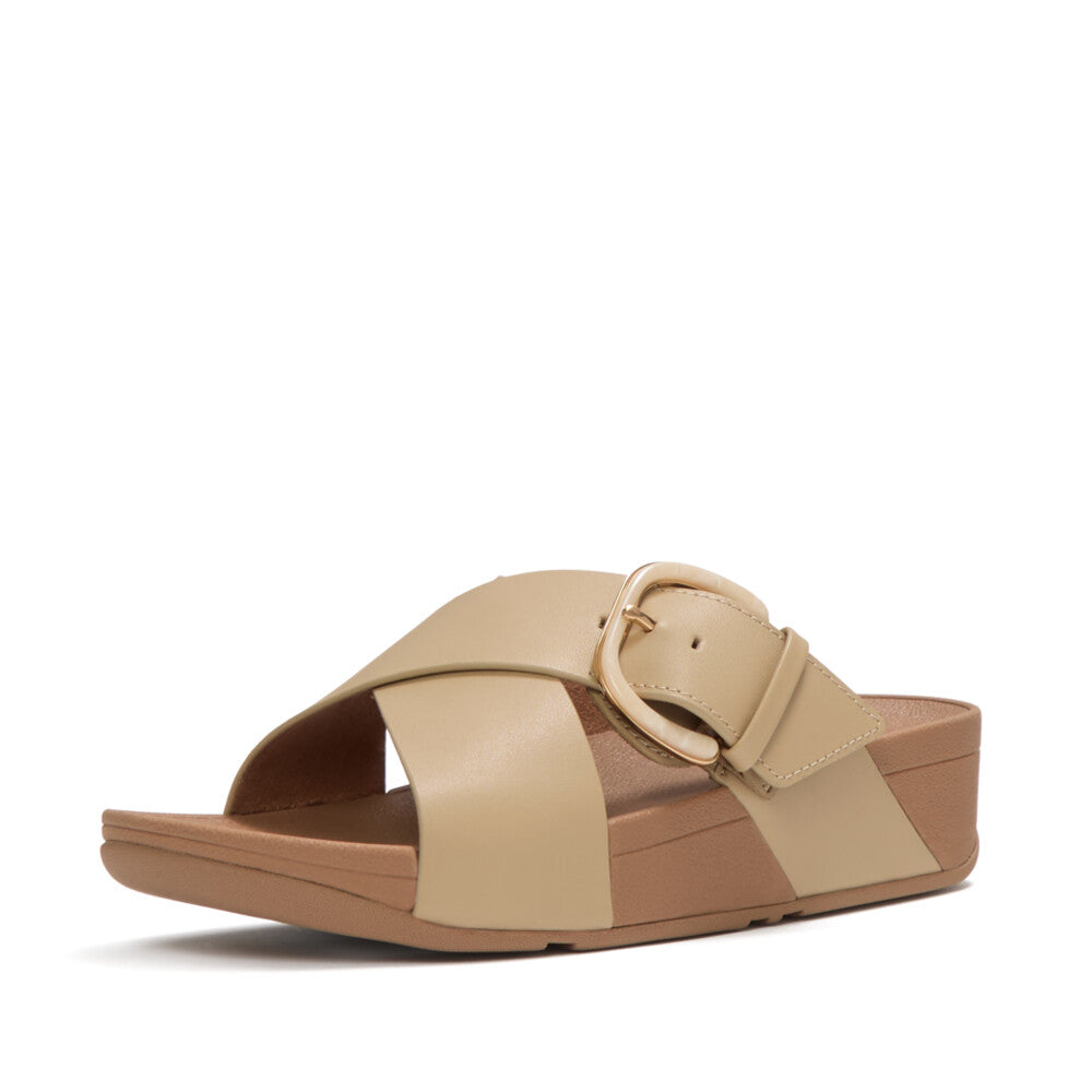 FitFlop FitFlop Lulu Resin-Buckle Leather Cross Slides Slide