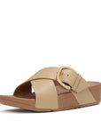 FitFlop FitFlop Lulu Resin-Buckle Leather Cross Slides Slide