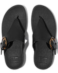FitFlop LULU Resin-Buckle Leather Toe-Post Sandals