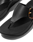 FitFlop LULU Resin-Buckle Leather Toe-Post Sandals