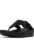 FitFlop LULU Resin-Buckle Leather Toe-Post Sandals