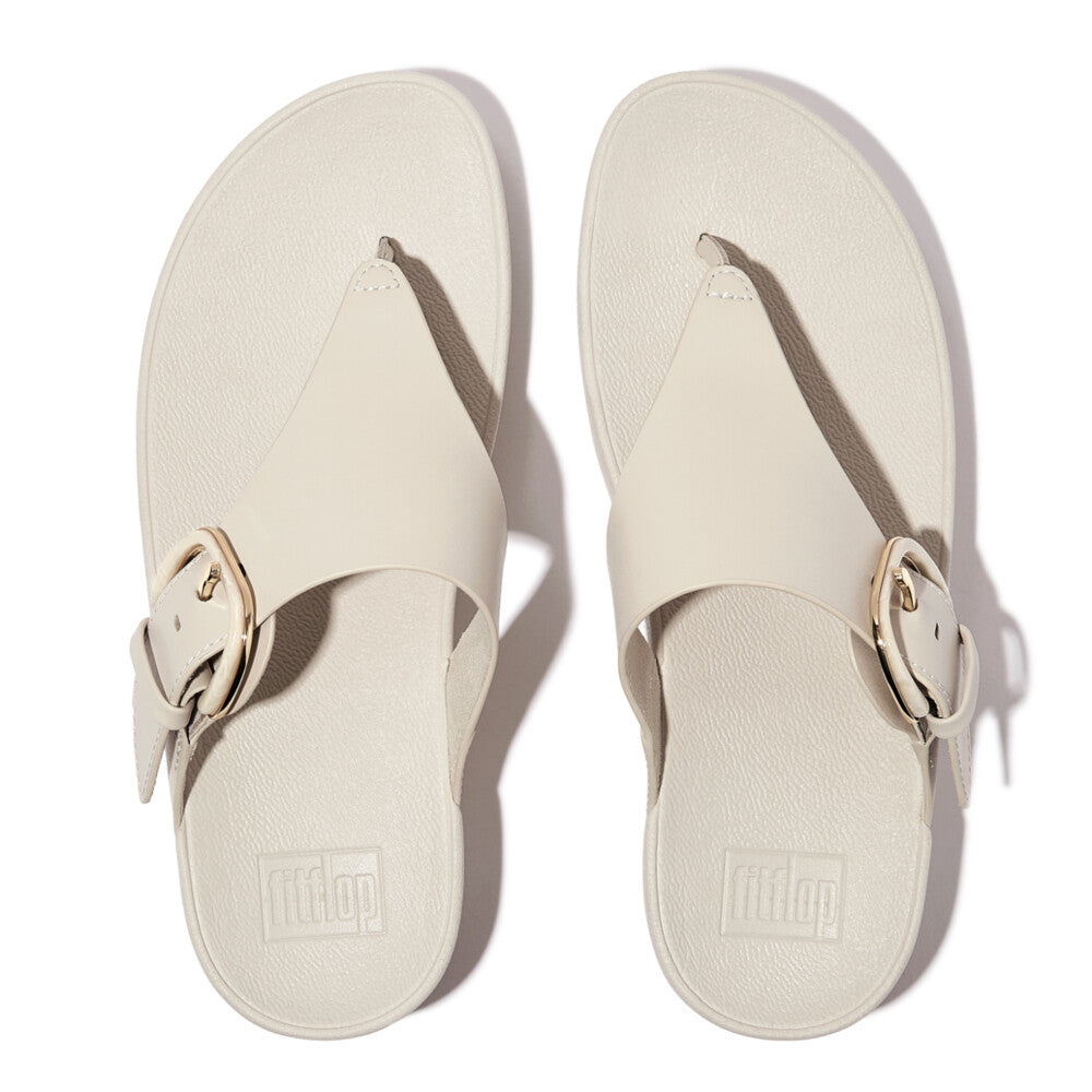FitFlop LULU Resin-Buckle Leather Toe-Post Sandals