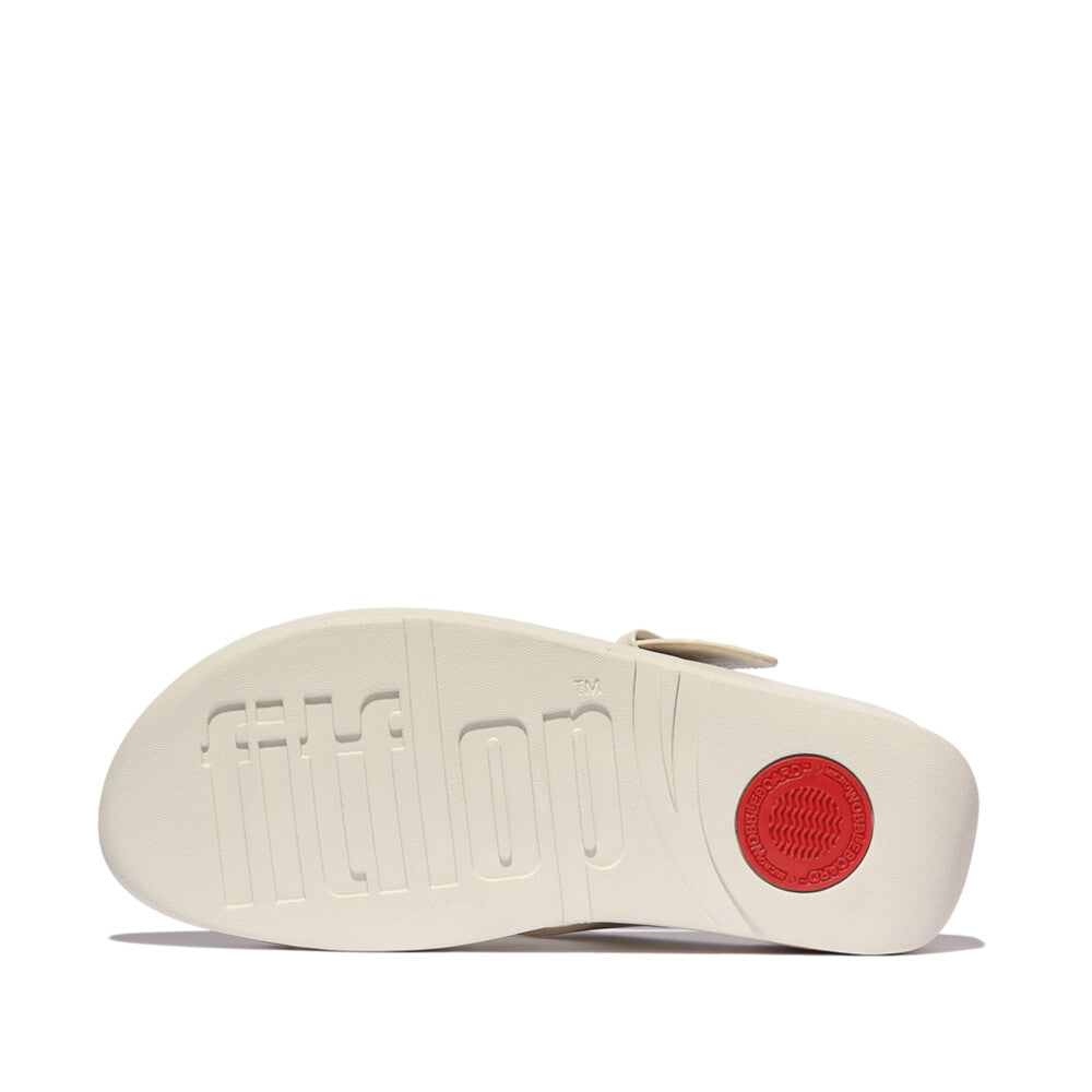 FitFlop LULU Resin-Buckle Leather Toe-Post Sandals
