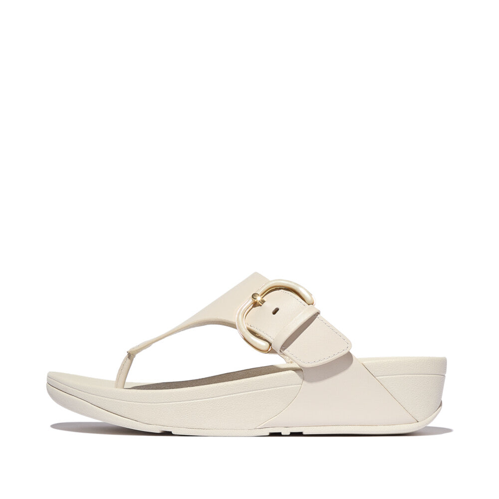 FitFlop LULU Resin-Buckle Leather Toe-Post Sandals