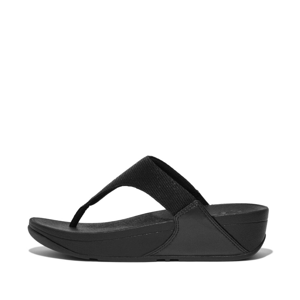 FitFlop FitFlop LULU Shimmerlux Toe-Post Sandals  All Black 4 