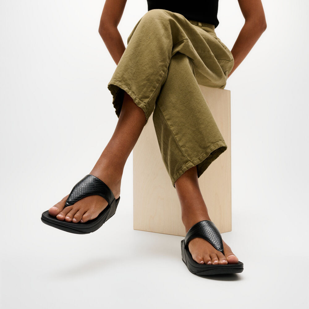 FitFlop Lulu Snake Toe-Post Sandals