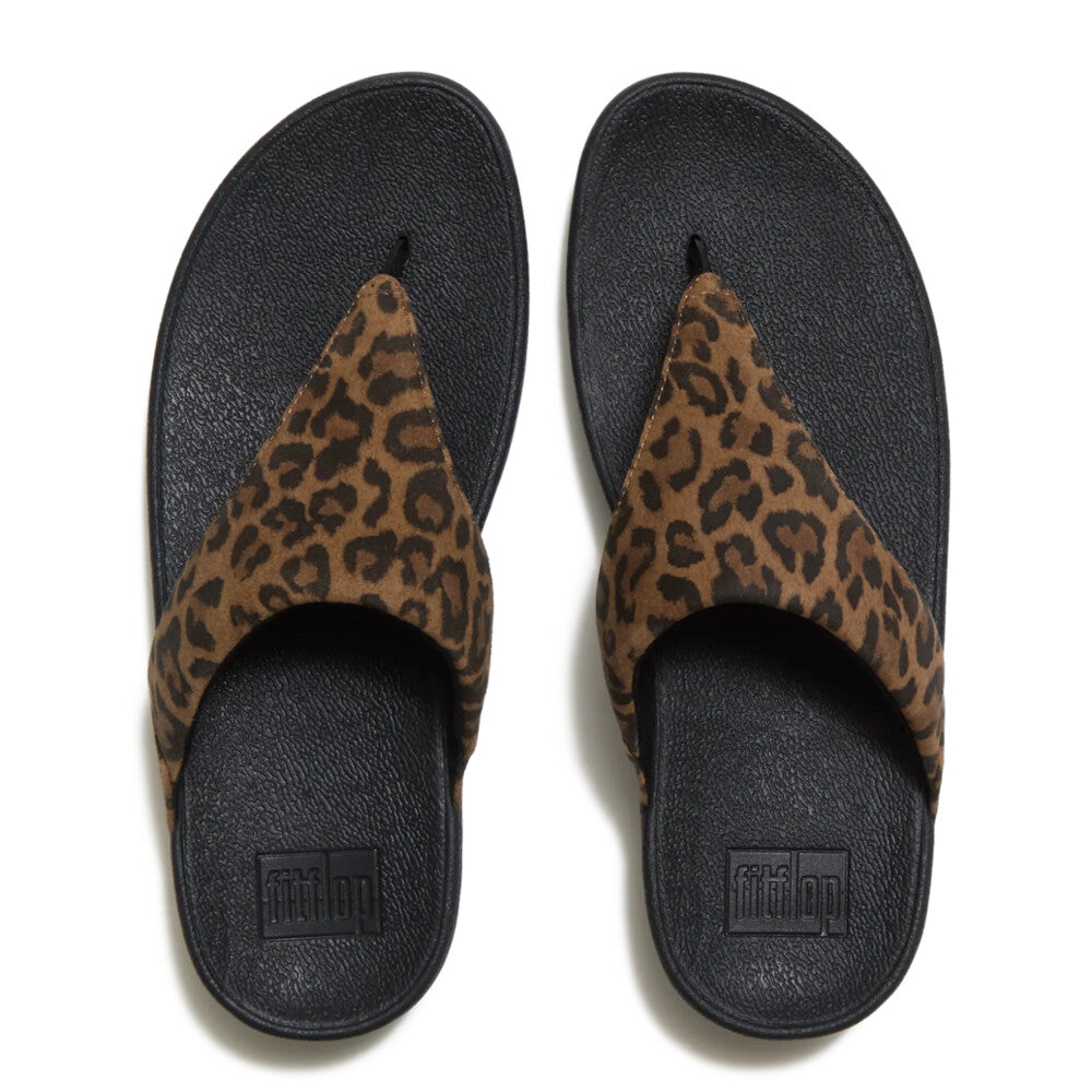 Trenton FitFlop Lulu Suede Leopard Toe-Post Sandals