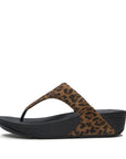 Trenton FitFlop Lulu Suede Leopard Toe-Post Sandals Tan / Black UK3