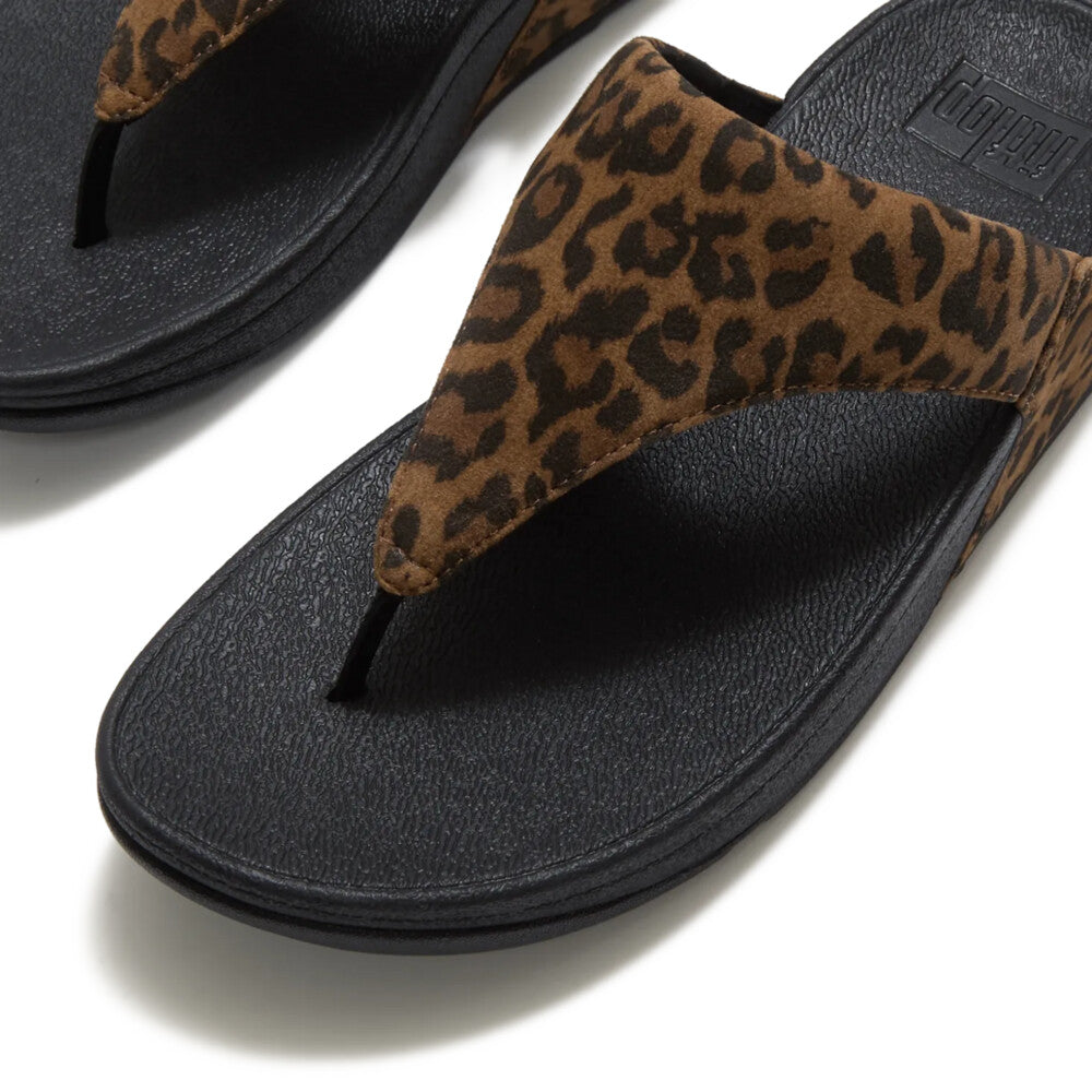 Trenton FitFlop Lulu Suede Leopard Toe-Post Sandals