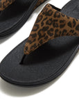 Trenton FitFlop Lulu Suede Leopard Toe-Post Sandals