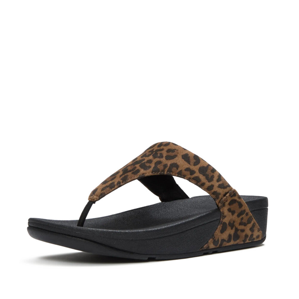 Trenton FitFlop Lulu Suede Leopard Toe-Post Sandals