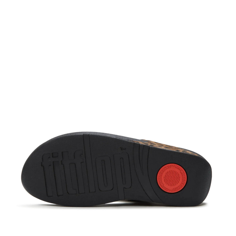 Trenton FitFlop Lulu Suede Leopard Toe-Post Sandals