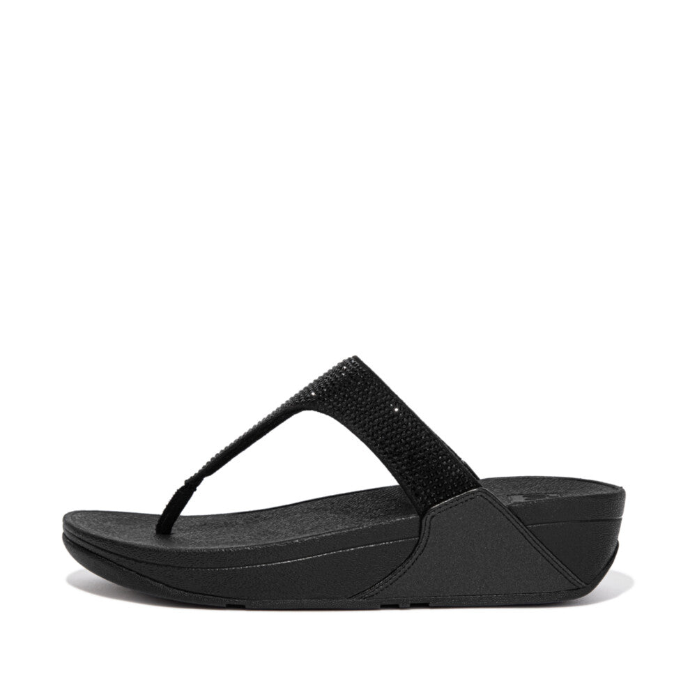 Crystal Toe-Post Sandals LULU Microwobbleboard All Black 4