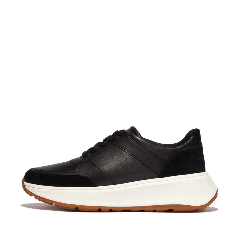 Leather/Suede Flatform Trainers F-MODE Microwobbleboard Black 4