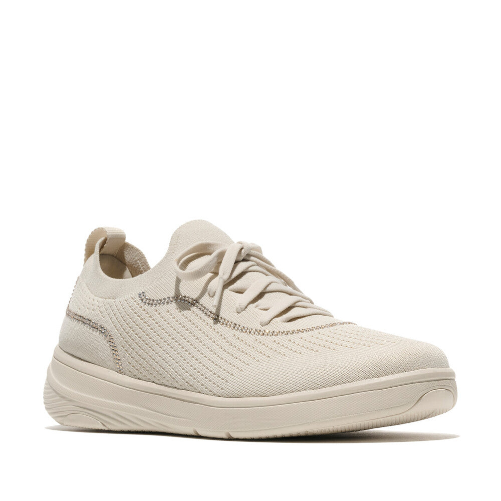 Trenton FitFlop SUPER-Q Crystal-Trim Knit Slip-On Laced Sneakers iQushion
