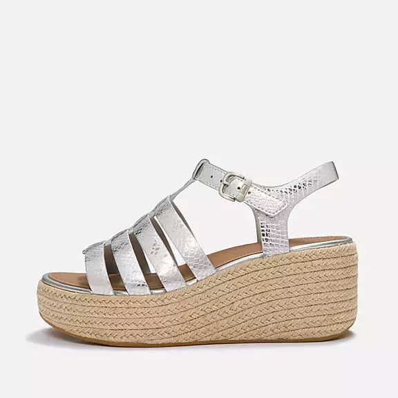 PLATFFORMS Leather Espadrille Wedge Sandals