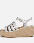 PLATFFORMS Leather Espadrille Wedge Sandals