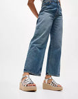 PLATFFORMS Leather Espadrille Wedge Sandals