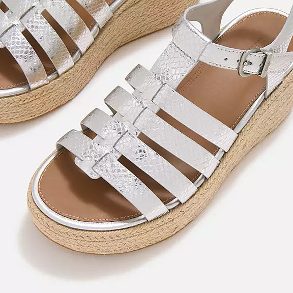 PLATFFORMS Leather Espadrille Wedge Sandals