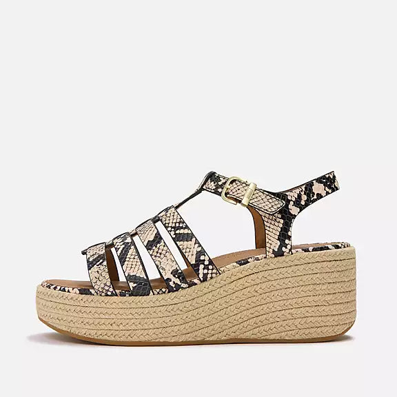 PLATFFORMS Leather Espadrille Wedge Sandals