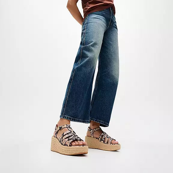 PLATFFORMS Leather Espadrille Wedge Sandals