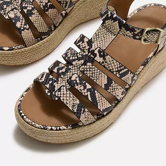 PLATFFORMS Leather Espadrille Wedge Sandals