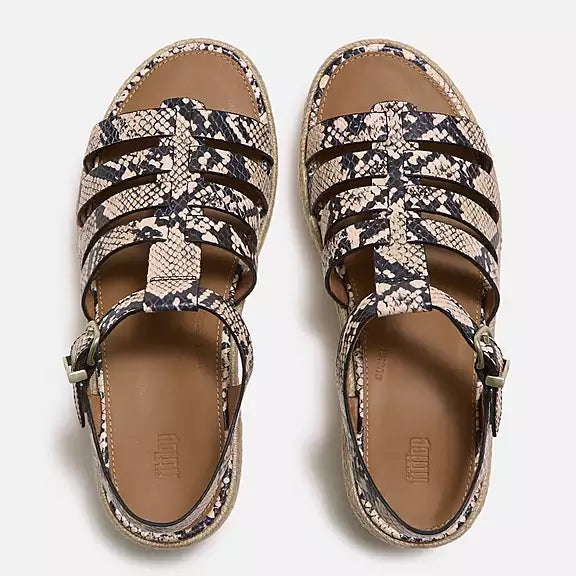 PLATFFORMS Leather Espadrille Wedge Sandals