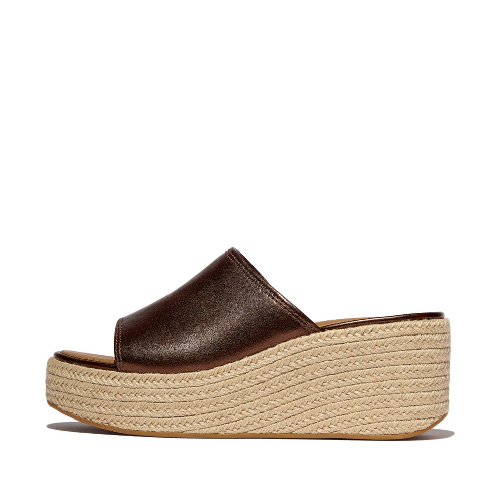 FitFlop PLATFFORMS Espadrille Metallic-Leather Wedge Slides Slide Shimmer Bronze 4