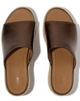 FitFlop PLATFFORMS Espadrille Metallic-Leather Wedge Slides Slide