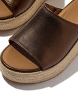 FitFlop PLATFFORMS Espadrille Metallic-Leather Wedge Slides Slide