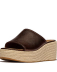 FitFlop PLATFFORMS Espadrille Metallic-Leather Wedge Slides Slide