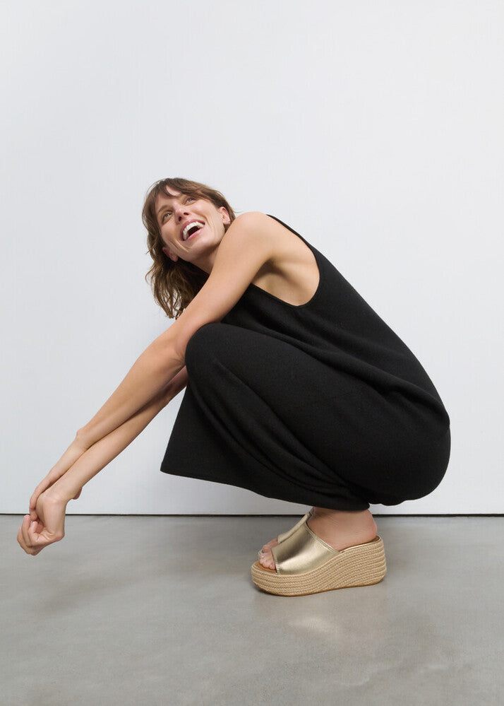 FitFlop PLATFFORMS Espadrille Metallic-Leather Wedge Slides Slide