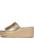 FitFlop PLATFFORMS Espadrille Metallic-Leather Wedge Slides Slide Platino 4