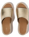 FitFlop PLATFFORMS Espadrille Metallic-Leather Wedge Slides Slide