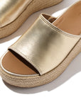 FitFlop PLATFFORMS Espadrille Metallic-Leather Wedge Slides Slide