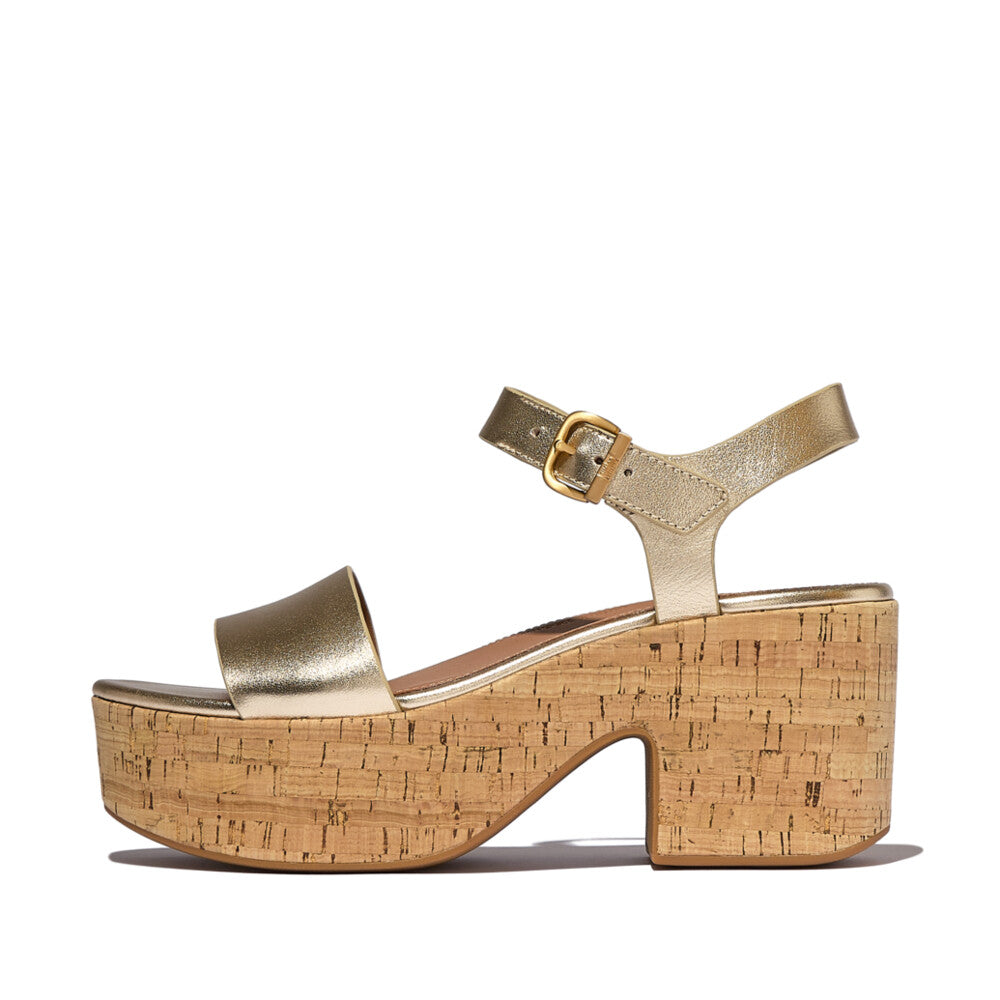 Trenton PLATFFORMS Leather/Cork Heeled Ankle-Strap Sandals Sandal Platino 3