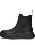 Leather Flatform Chelsea Boots F-MODE Microwobbleboard Black 3