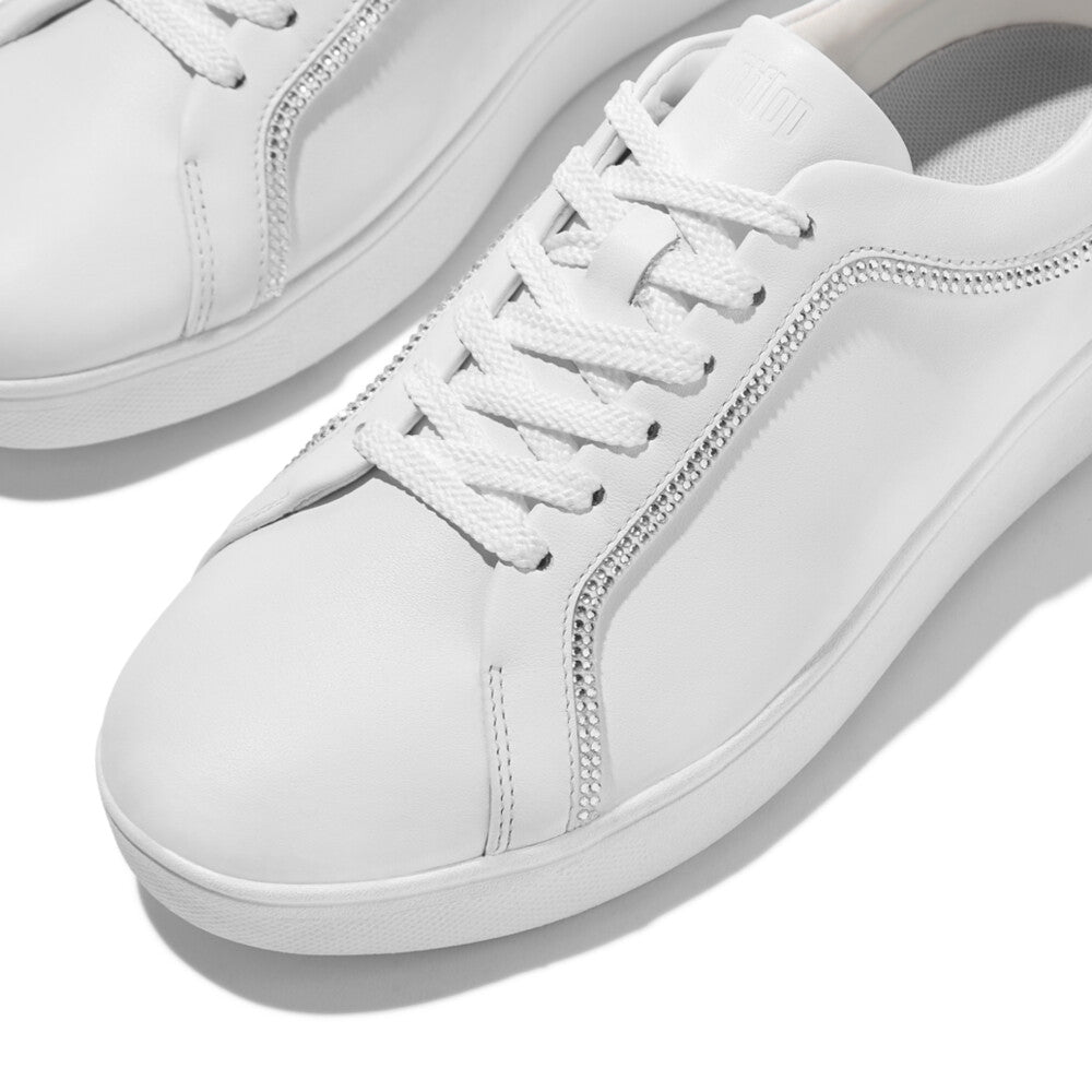 FitFlop Rally Crystal-Trim Leather Trainers Sneaker