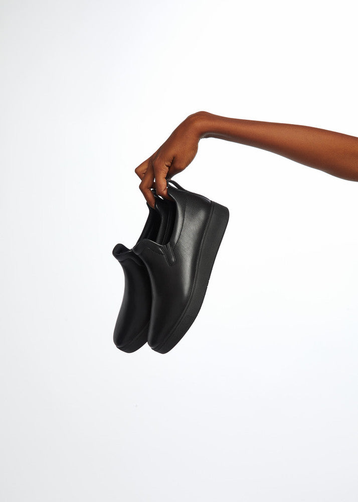 FitFlop Rally Leather Slip-On Skate Trainers Anatomicush