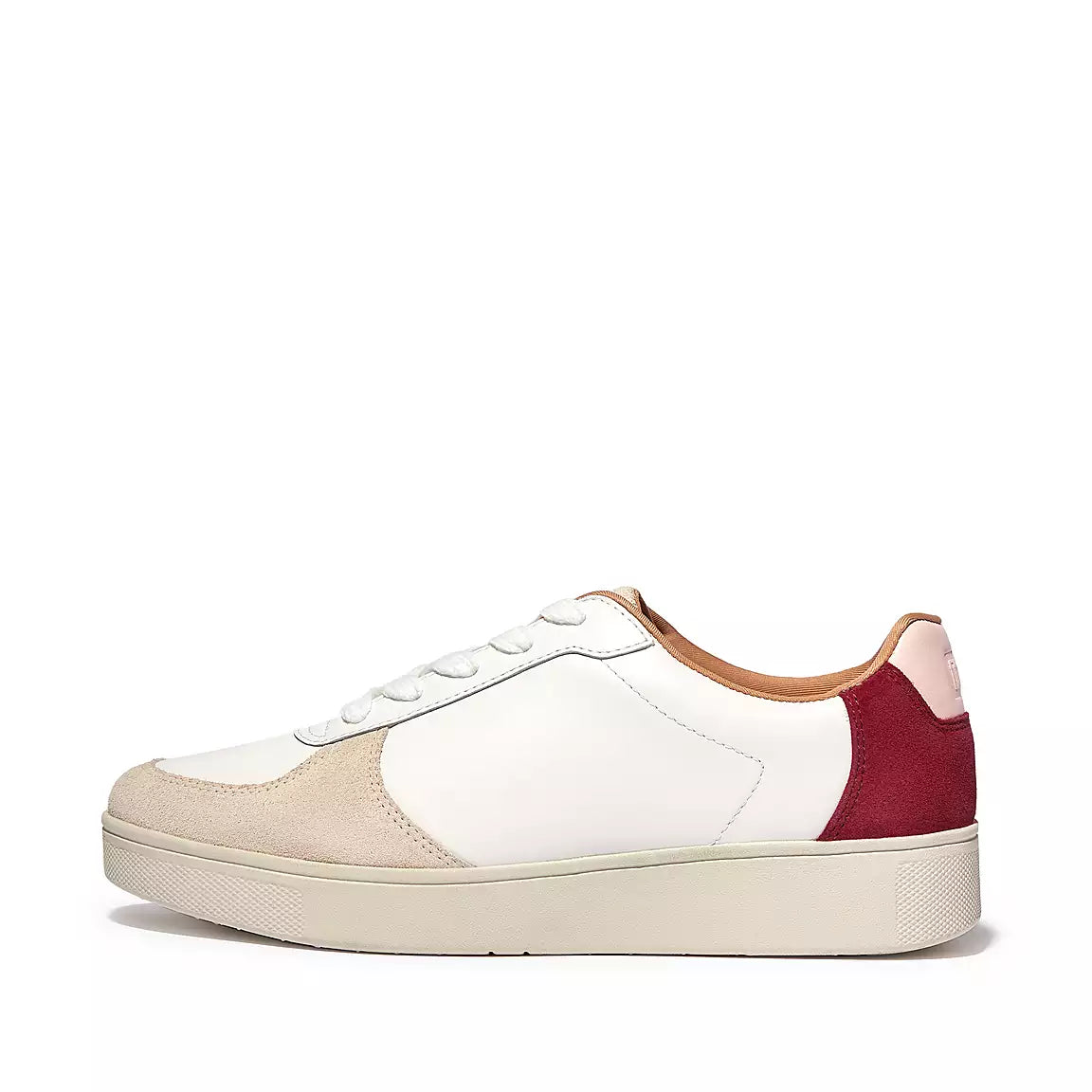 FitFlop FitFlop RALLY Leather/Suede Panel Trainers  White Red 4 