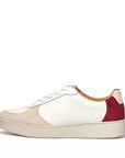 FitFlop FitFlop RALLY Leather/Suede Panel Trainers  White Red 4 