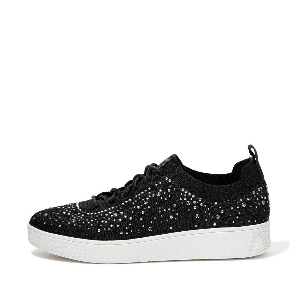 FitFlop Rally Ombre Crystal Knit Trainers Anatomicush Black 4.5