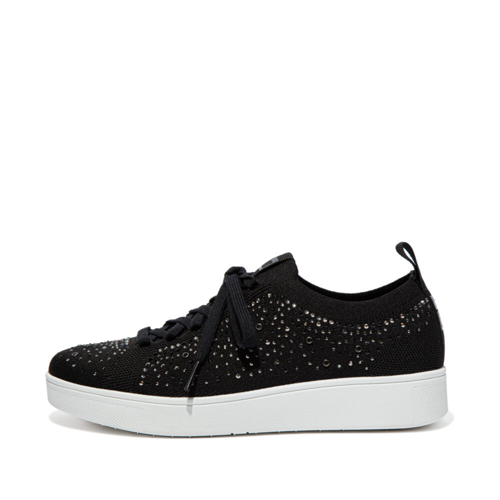 FitFlop Rally Crystal Knit Tennis Trainers Anatomicush Black 3