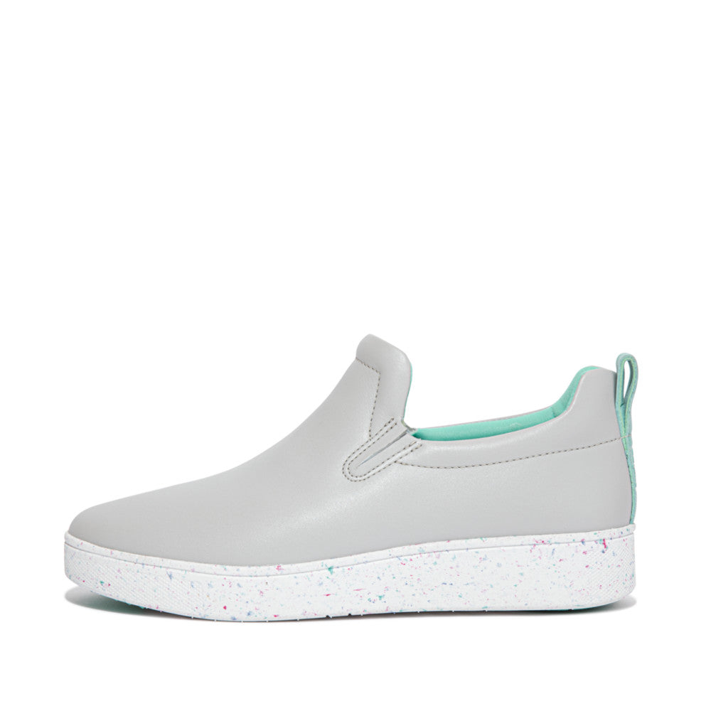 FitFlop Rally Speckle-Sole Leather Slip-On Trainers Anatomicush Soft Grey Mix 3