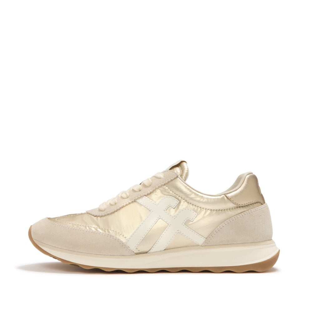FitFlop FitFlop RETRO-Q FF Metallic-Fabric/Suede Trainers SNEAKER UK3 Platino